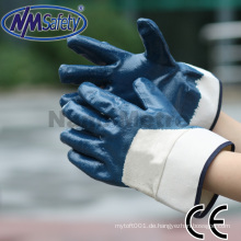 NMSAFETY Sicherheitsausrüstung blauer Nitrilöl beständiger Hochleistungsarbeitshandschuh CE EN388 4111